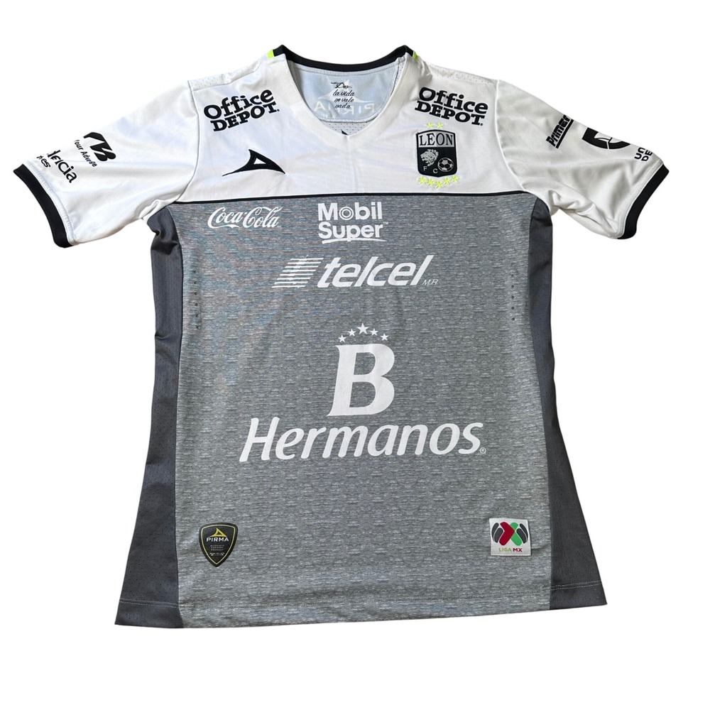 Pirma Club Leon Liga MX Soccer Jersey Mens XL White Gray Telcel Office Depot